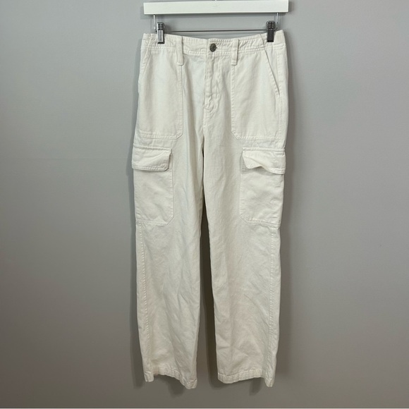 Zara White Wide Leg Baggy Cargo Pants Women’s Size 4 - Picture 1 of 5